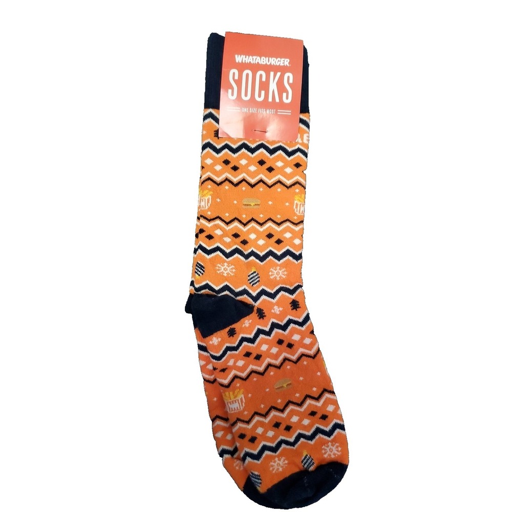 Whataburger Socks Novelty Orange/White/Navy Holiday One Size Fits Most New